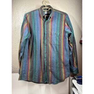 Great Outdoors for‎ Tall Men Vintage Long Sleeve Striped Cotton Mens 16 LT 16.5